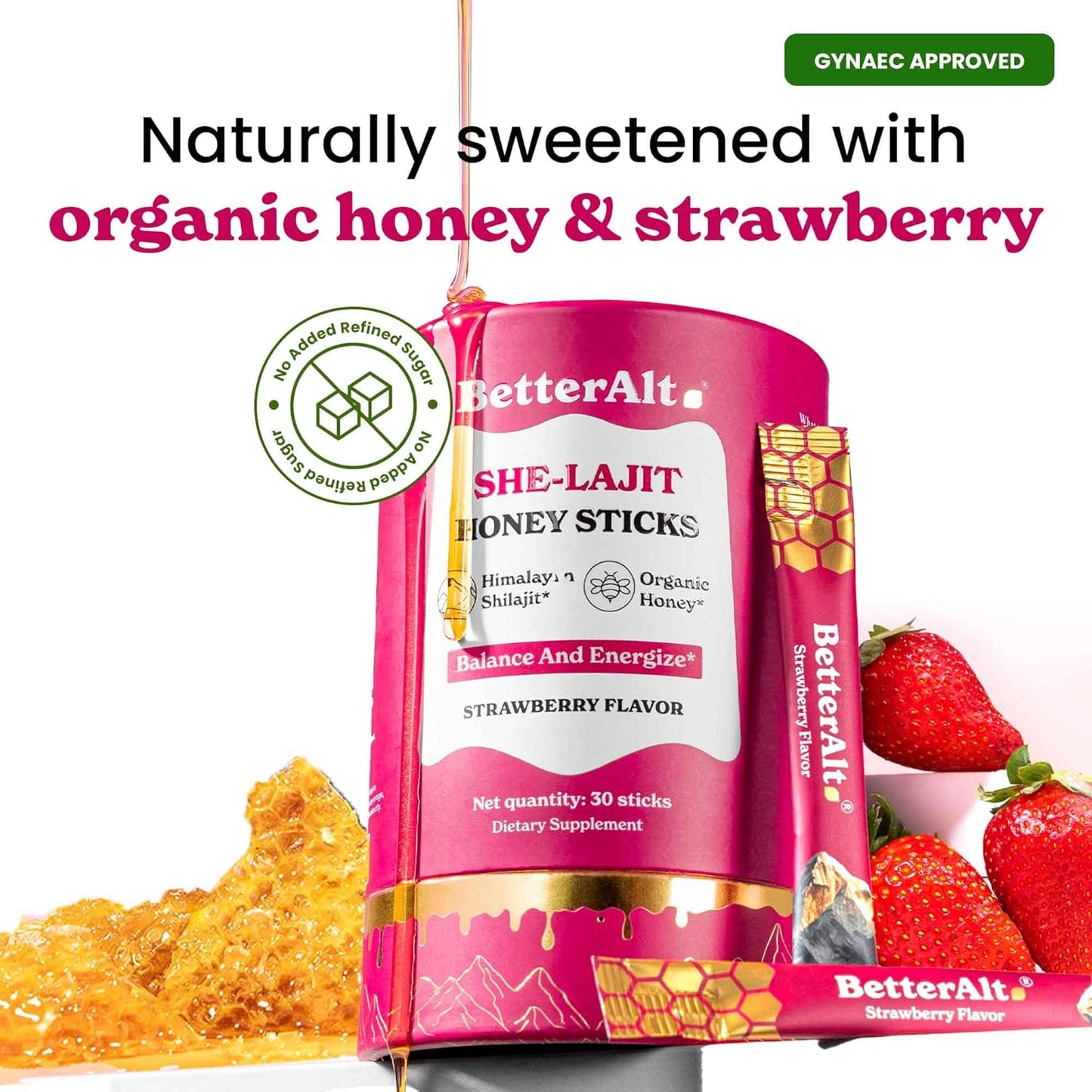 🍓 She-Lajit™ Honey Sticks – Balance & Energize Naturally