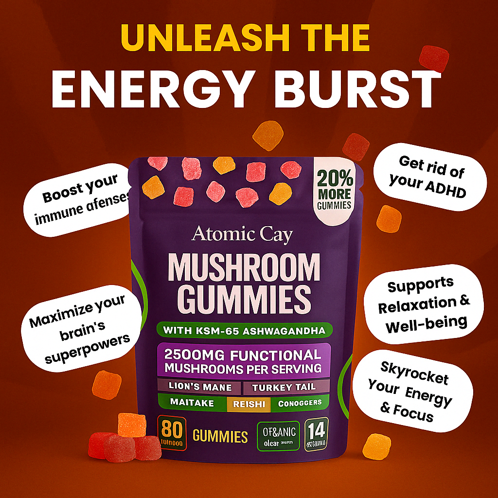 Atomic Cay™ Mushroom Ashwagandha Gummies