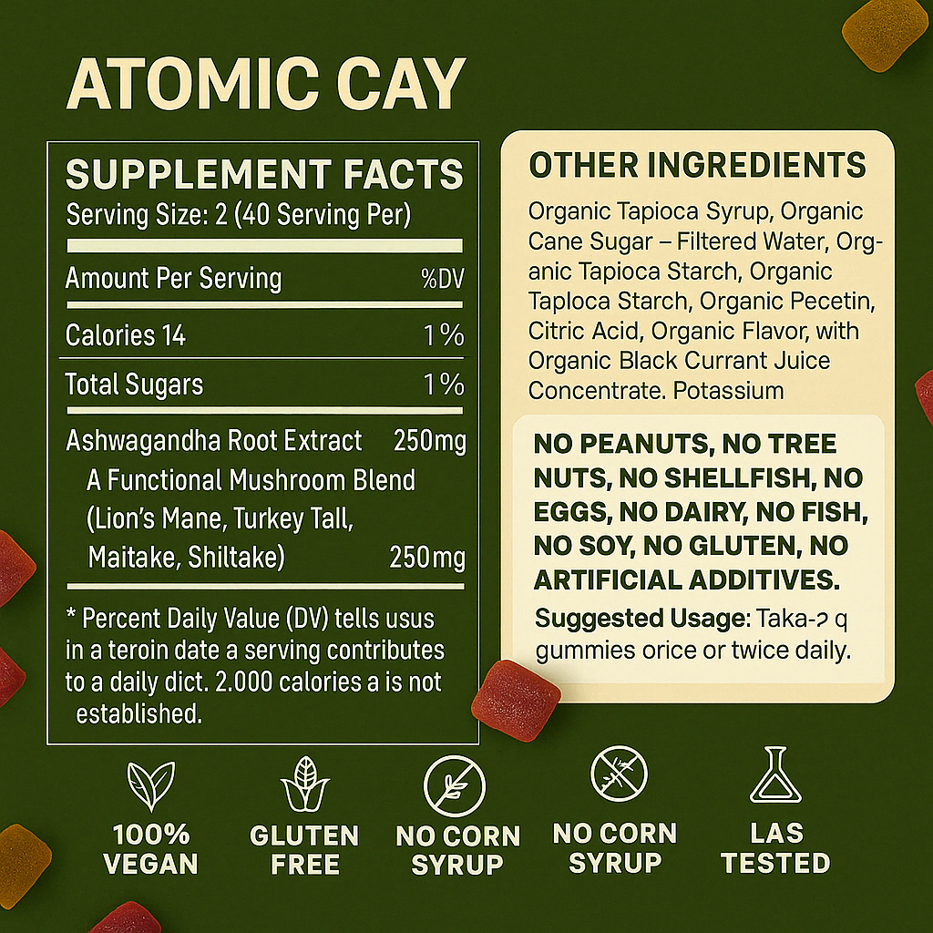 Atomic Cay™ Mushroom Ashwagandha Gummies
